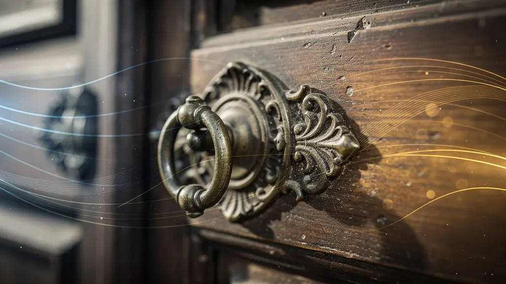 Main d'expert examinant des détails architecturaux avec effet de données numériques superposées