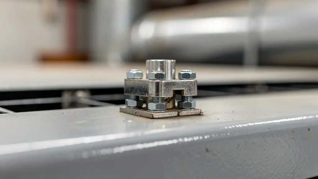 Capteur d'analyse vibratoire installé sur un équipement CVC en gros plan