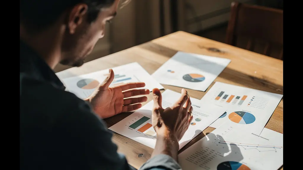 Personne analysant des graphiques de financement pour rénovation énergétique sur bureau