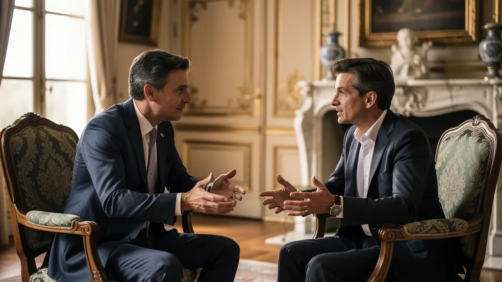 Salon de négociation dans un château avec mobilier d'époque