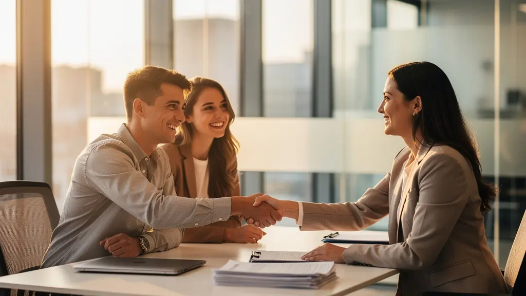 Négociation de prêt immobilier sans apport dans un bureau moderne